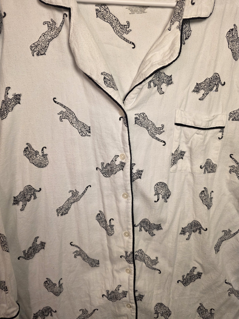 Liz Claiborne Sleepwear Nightgown Womens XXL White Black Leopard Print Cotton